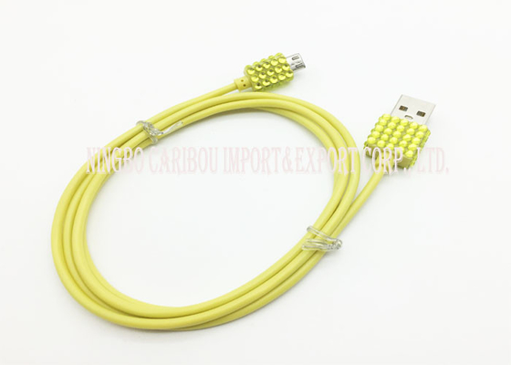Colores múltiples de carga del cable de los datos USB micro clásicos de piedra de Bling ligeros