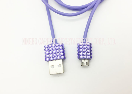 PVC micro del cable de la carga por USB del color purpúreo claro y material del alambre de cobre
