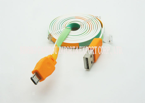 Modelo modificado para requisitos particulares colorido de carga rápido micro del cable de datos de los tallarines planos USB