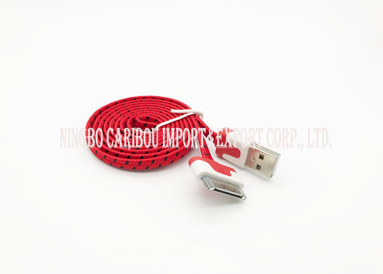 Color rojo de carga de alta velocidad del cable del conector de Iphone 4 con la longitud del 100cm